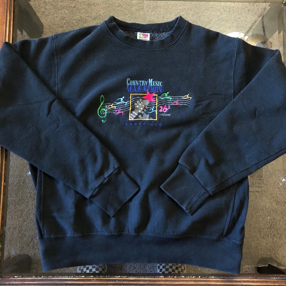 Men's Lrg Vintage Country Music Marathon Crewneck